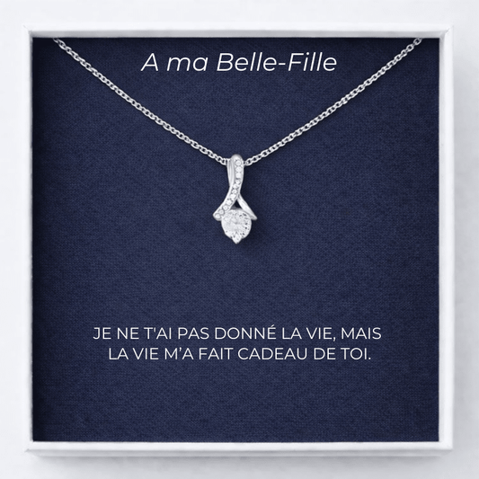 Collier A ma Belle-Fille, pendentif ruban serti de zircons sur carte « Je ne t'ai pas donné la vie, mais la vie m'a fait cadeau de toi »