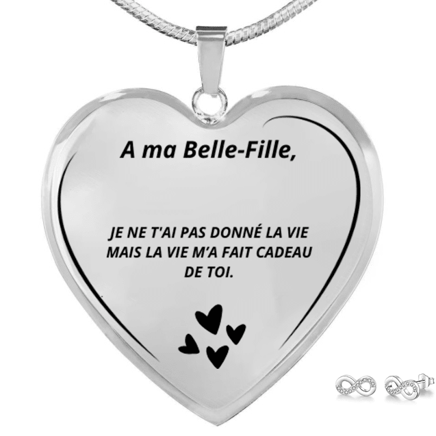 Parure collier belle-fille gravé livré en écrin Les Bijoux de Marilou