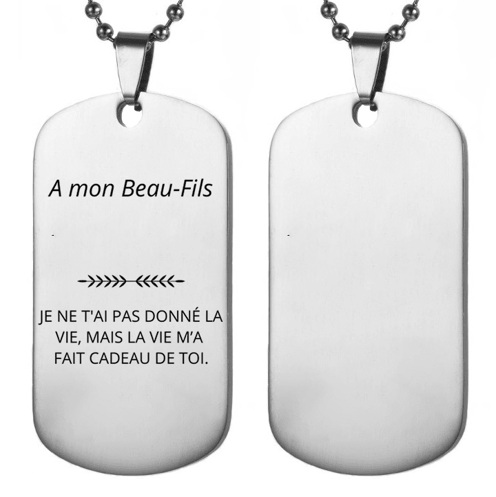 Collier À Mon Beau-Fils, plaque gourmette vierge à personnaliser