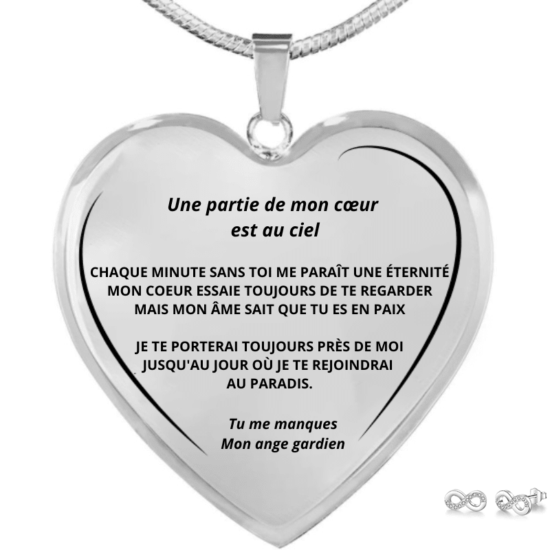Collier mon ange avec pendentif cœur et boucles d'oreilles infinies assorties - Les Bijoux de Marilou