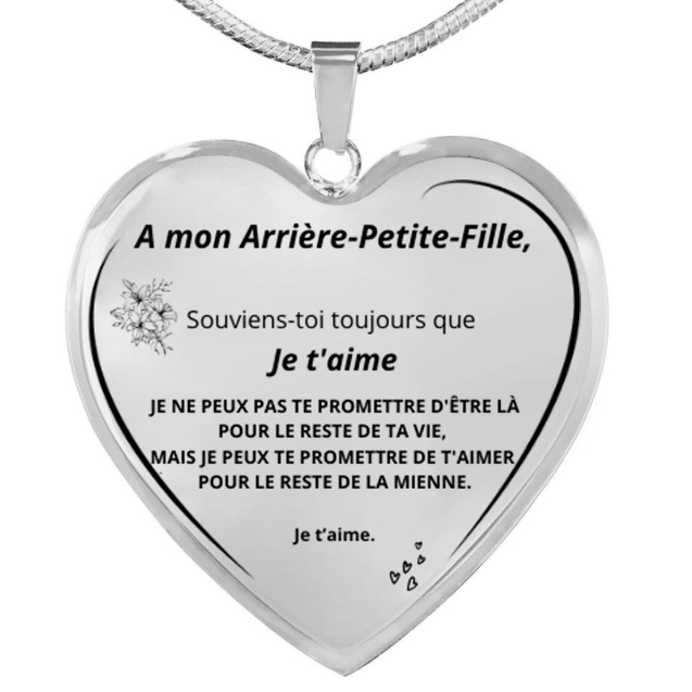 Collier arrière-petite-fille gravé au laser atelier parisien