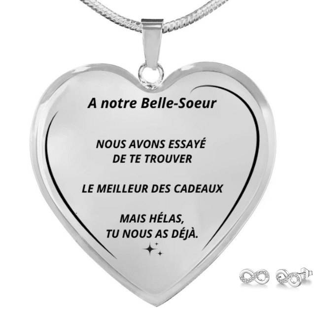Parure collier notre belle-sœur gravé livré en écrin Les Bijoux de Marilou