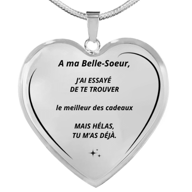 Collier belle-sœur personnalisé gravé A ma Belle-Sœur j'ai essayé de te trouver le meilleur des cadeaux