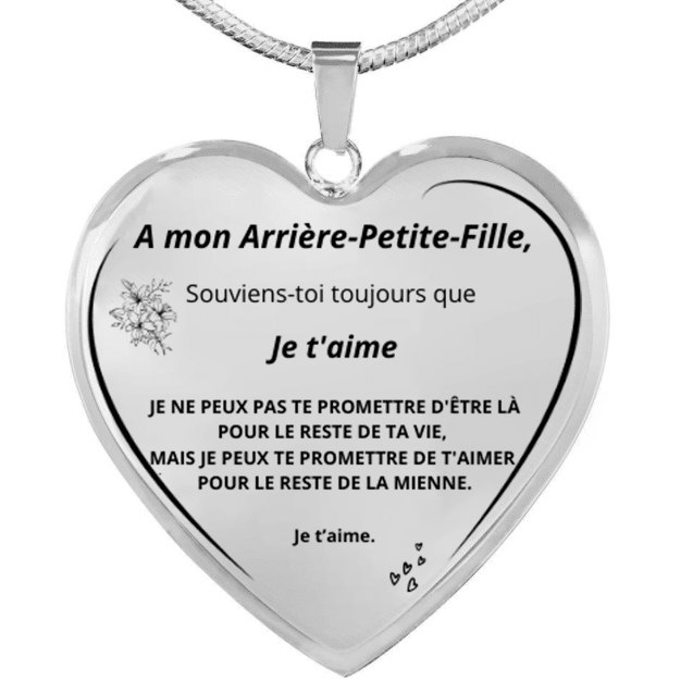 Collier cœur gravé A mon Arrière-Petite-Fille je ne peux pas te promettre
