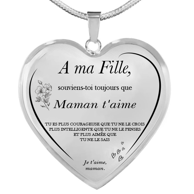 Collier Cœur A ma Fille Gravé - De Maman