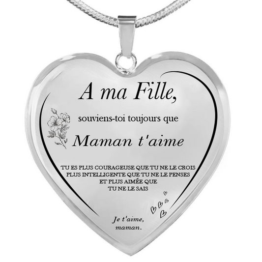 Collier Cœur A ma Fille Gravé - De Maman