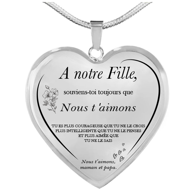 Collier Cœur A notre Fille Gravé - De Nous