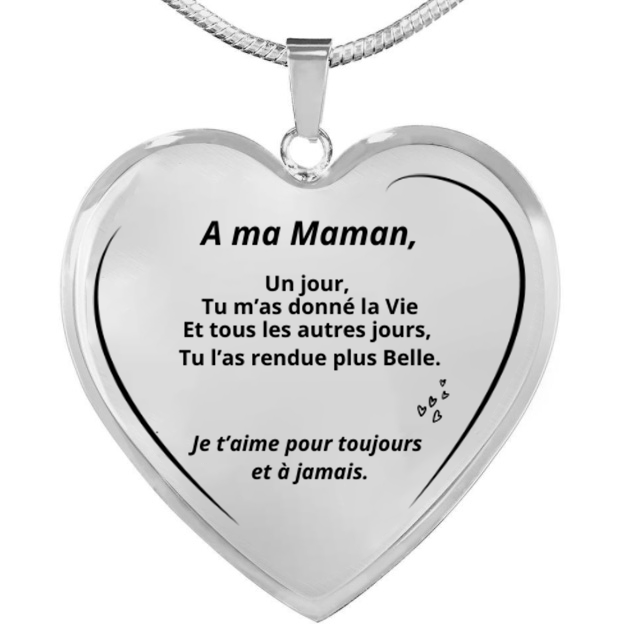 Collier maman personnalisé gravé A ma Maman je t'aime pour toujours et à jamais acier inoxydable