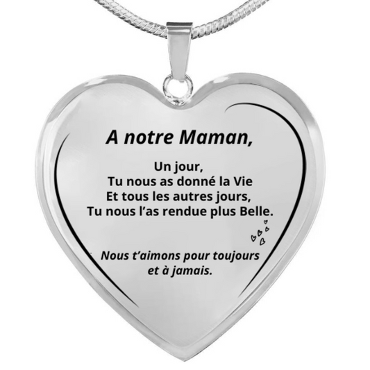 Collier maman personnalisé gravé A notre Maman je nous aime pour toujours et à jamais