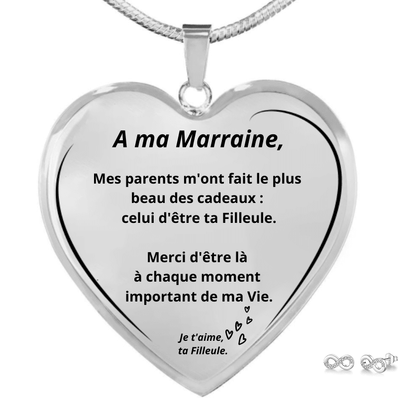 Parure collier marraine avec boucles d'oreilles infinies offertes - Les Bijoux de Marilou