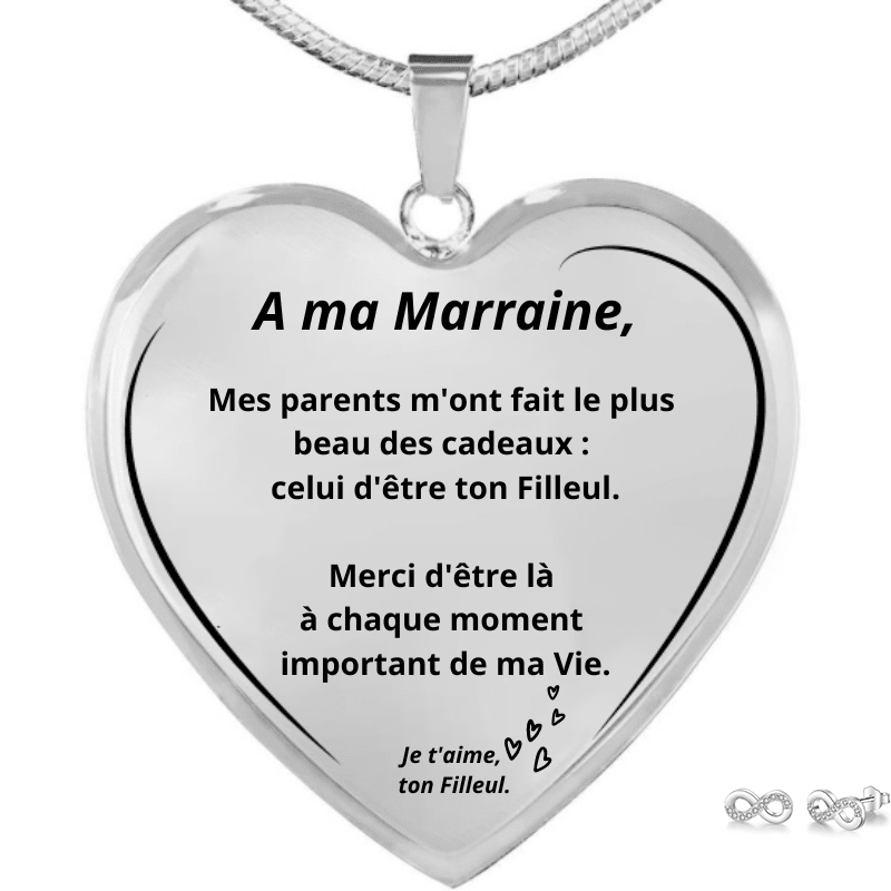 Parure collier marraine et boucles d'oreilles, cadeau de filleule - Les Bijoux de Marilou
