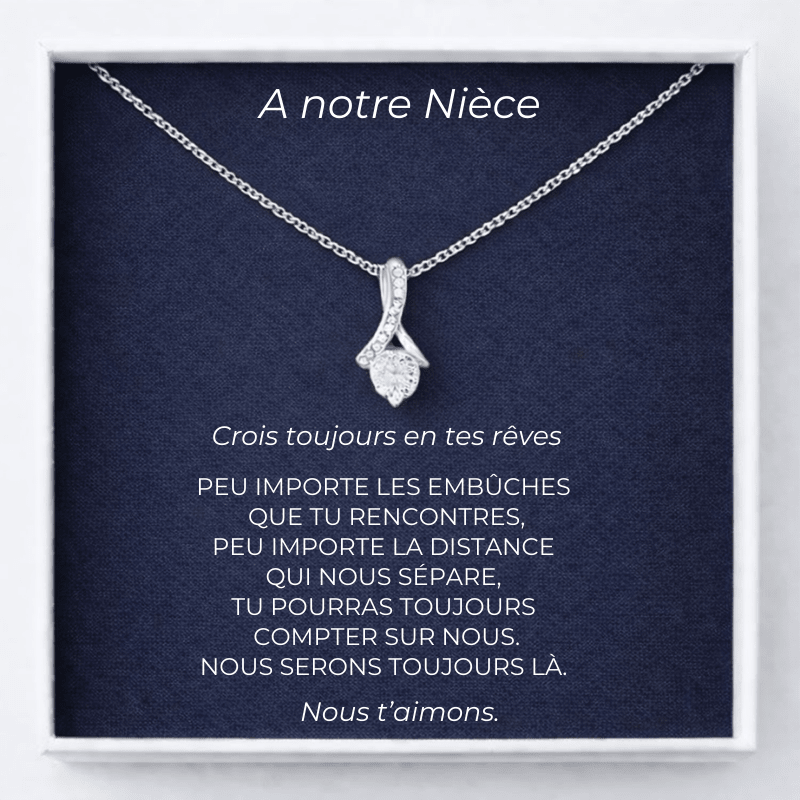 Collier Chance A notre Nièce dans son écrin - Message Gravé