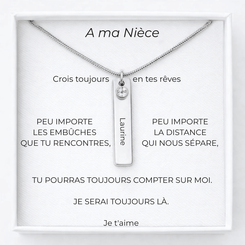 Collier Nièce Prénom Gravé dans son écrin - A ma Nièce