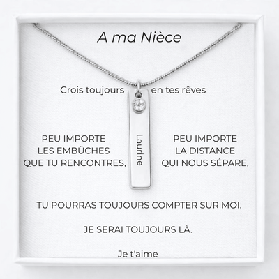 Collier A ma Nièce Prénom Personnalisé + Carte Nièce