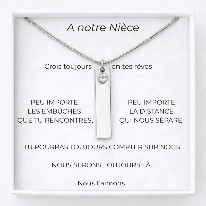 Collier Nièce Prénom Gravé + Parure - A notre Nièce