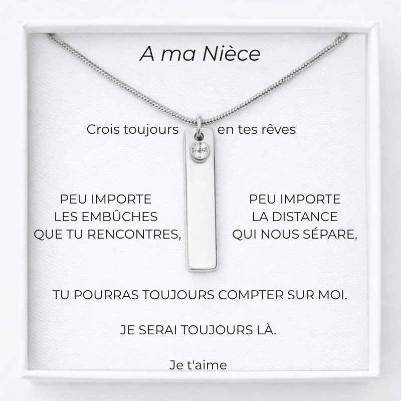 Collier Nièce Prénom Gravé + Parure Boucles d'Oreilles