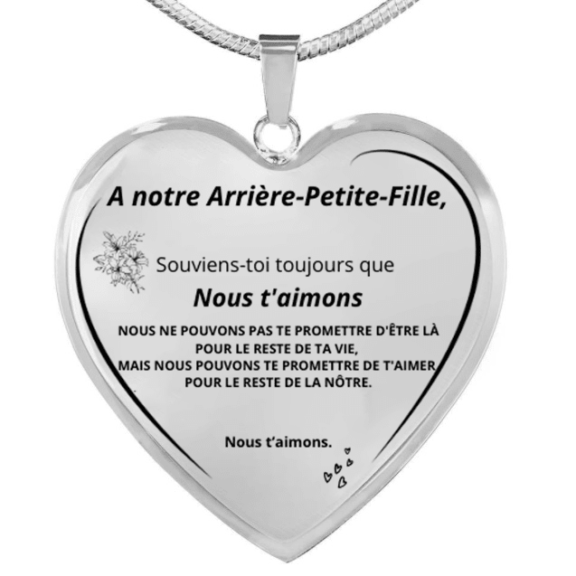 Collier notre arrière-petite-fille gravé personnalisé cadeau