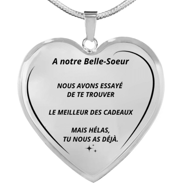 Collier notre belle-sœur gravé personnalisé cadeau