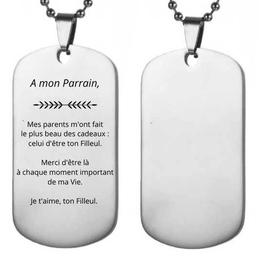Collier parrain plaque gravée A mon Parrain — version filleul