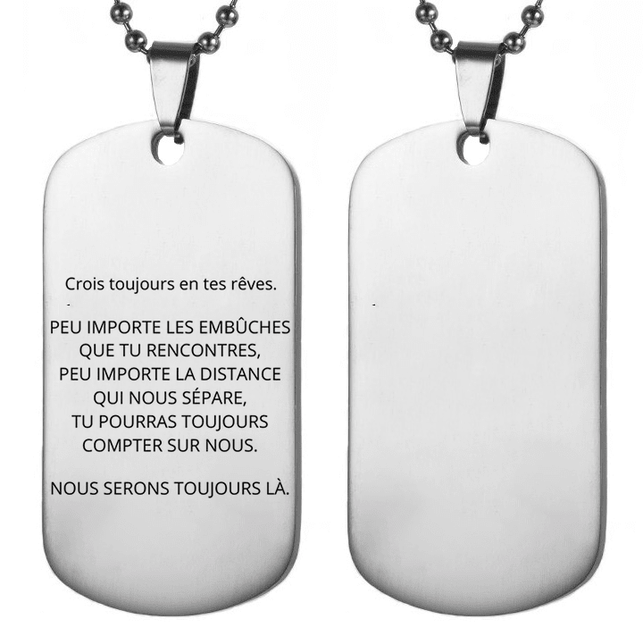 Collier personnalisé homme gravé Peu importe les embûches nous serons toujours là