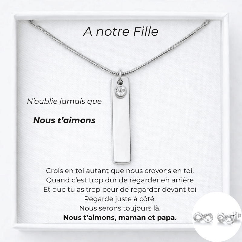 Collier pour notre fille avec boucles d'oreilles infinies assorties - Les Bijoux de Marilou