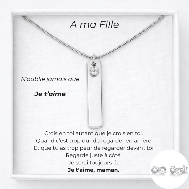 Collier pour ma fille carte maman avec boucles d'oreilles infinies - Les Bijoux de Marilou