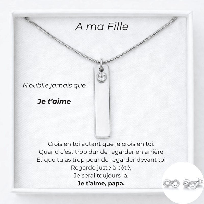 Collier pour ma fille carte papa avec boucles d'oreilles infinies - Les Bijoux de Marilou