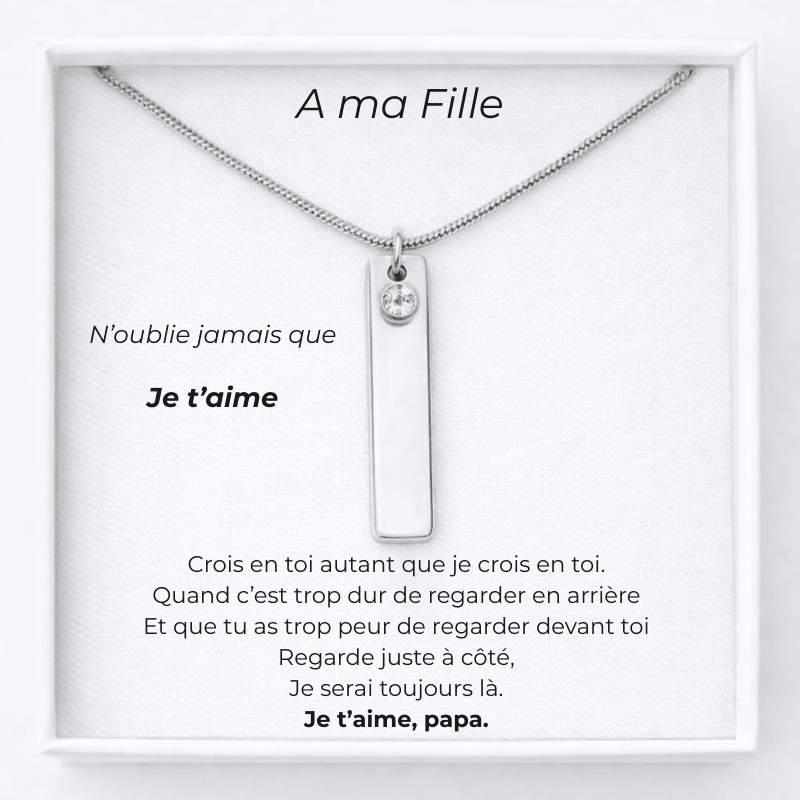 Collier prénom pour ma fille sur carte A ma Fille signée papa - Les Bijoux de Marilou