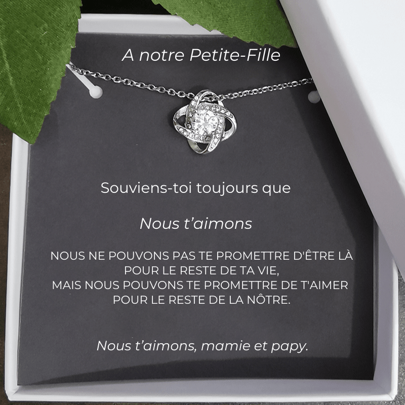 Collier trèfle petite-fille avec carte Mamie et Papy personnalisée - Les Bijoux de Marilou