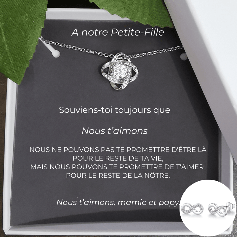 Parure collier trèfle petite-fille et boucles d'oreilles, carte Mamie et Papy - Les Bijoux de Marilou