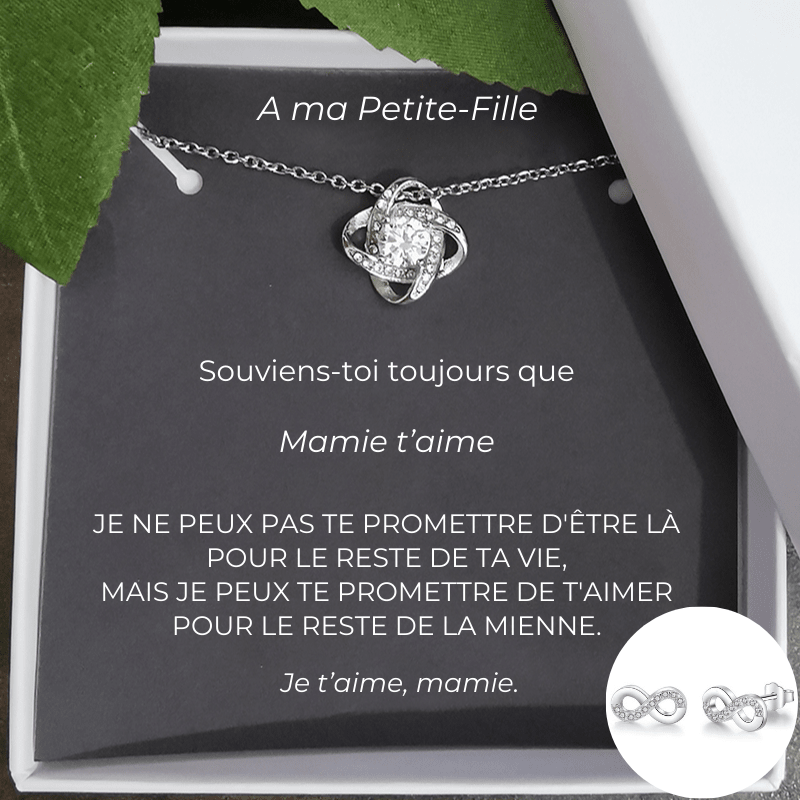 Parure collier trèfle petite-fille et boucles d'oreilles, carte Mamie - Les Bijoux de Marilou