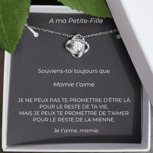 Collier trèfle petite-fille avec carte message Mamie personnalisée