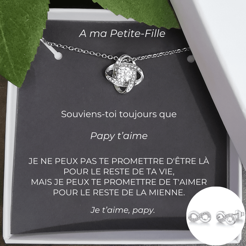 Parure collier trèfle petite-fille et boucles d'oreilles, carte Papy - Les Bijoux de Marilou