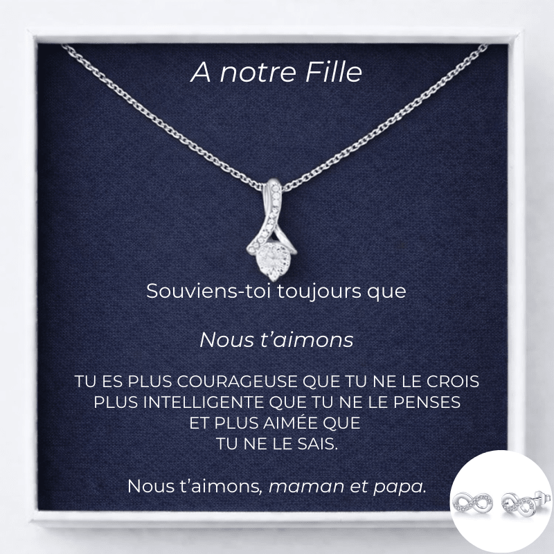 Collier Pour Ma Fille Chance + Carte Pour Ma Fille Personnalisée - Les Bijoux de Marilou