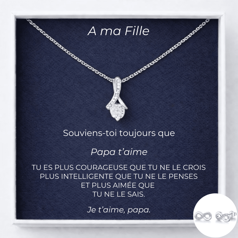 Collier Pour Ma Fille Chance + Carte Pour Ma Fille Personnalisée - Les Bijoux de Marilou