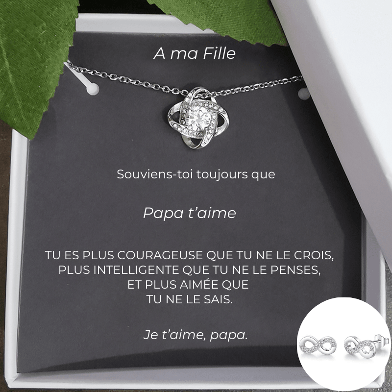 Parure collier fille de Papa avec boucles d'oreilles infinies - Les Bijoux de Marilou