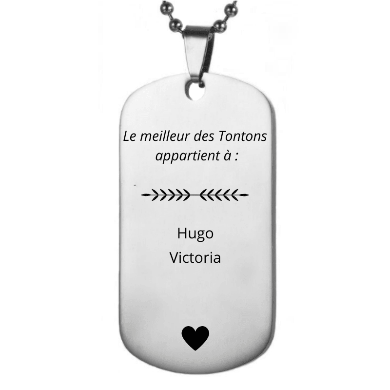 Collier Tonton Personnalisé Meilleur Tonton - Les Bijoux de Marilou
