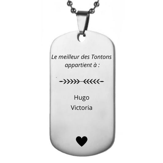 Collier Tonton Personnalisé Meilleur Tonton - Les Bijoux de Marilou
