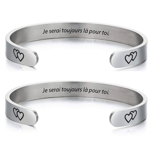 Lot de 2 bracelets inséparables mère fille gravés Je serai toujours là pour toi