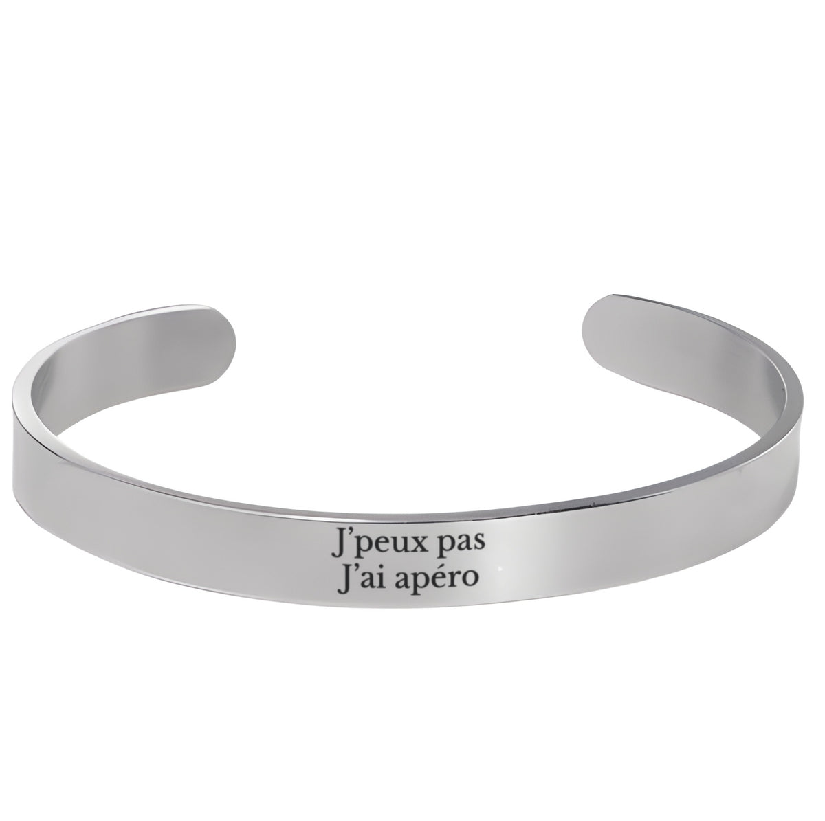 Bracelet Jonc gravé J'peux pas j'ai Apéro sur fond blanc - Les Bijoux de Marilou