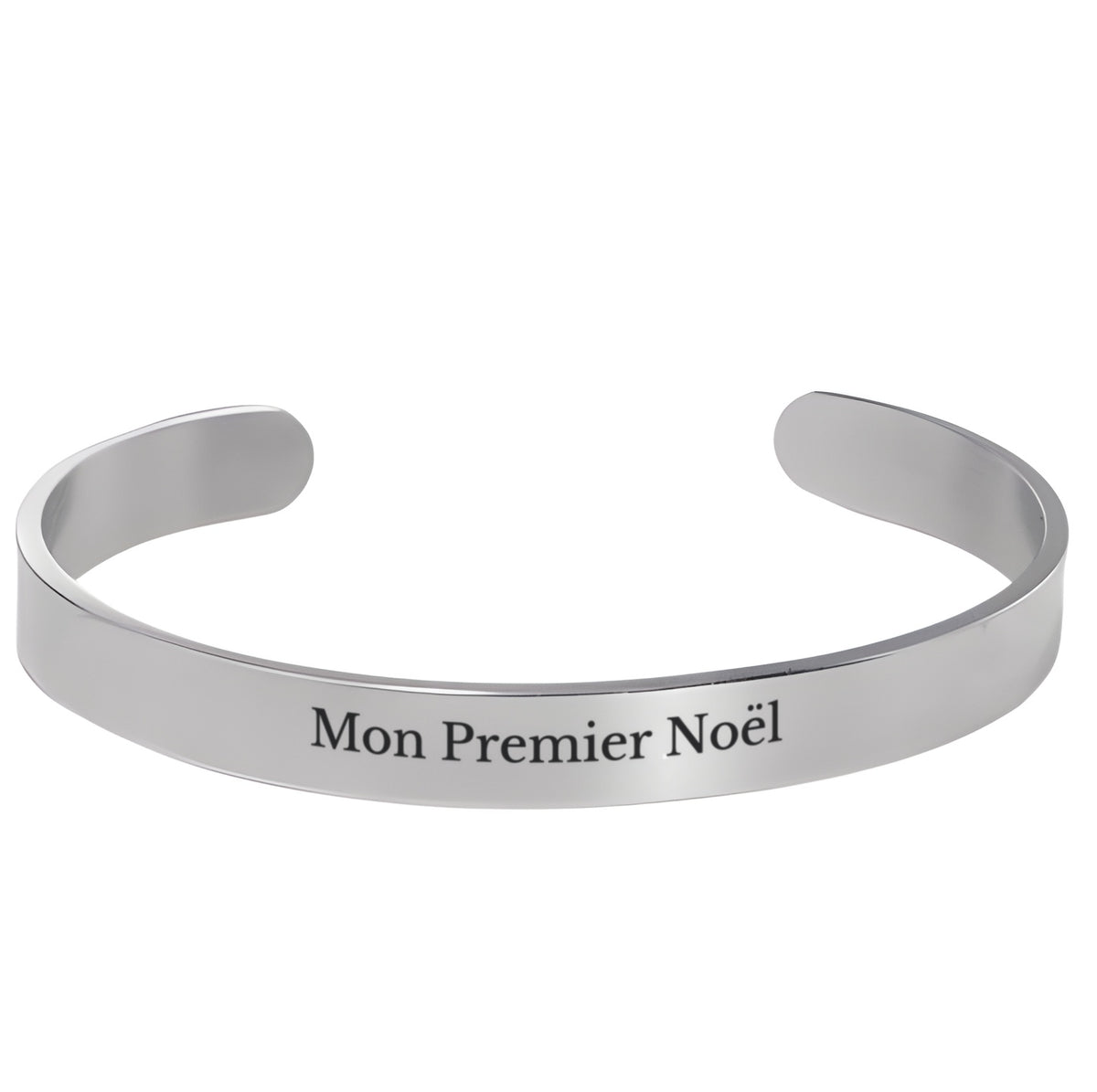 Bracelet Jonc gravé Mon Premier Noël sur fond blanc - Les Bijoux de Marilou