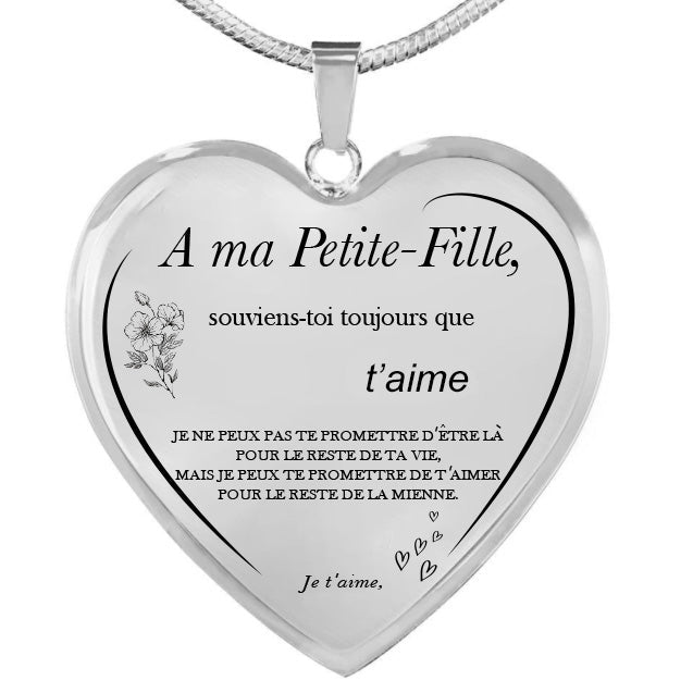 Le Collier Coeur "A ma Petite-Fille" - Personnalisation Texte (Prénom/Signature) A ma Petite-Fille - Les Bijoux de Marilou
