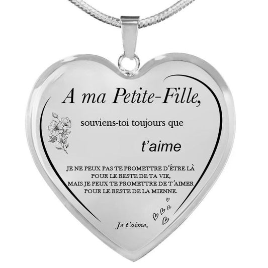 Le Collier Coeur "A ma Petite-Fille" - Personnalisation Texte (Prénom/Signature) A ma Petite-Fille - Les Bijoux de Marilou