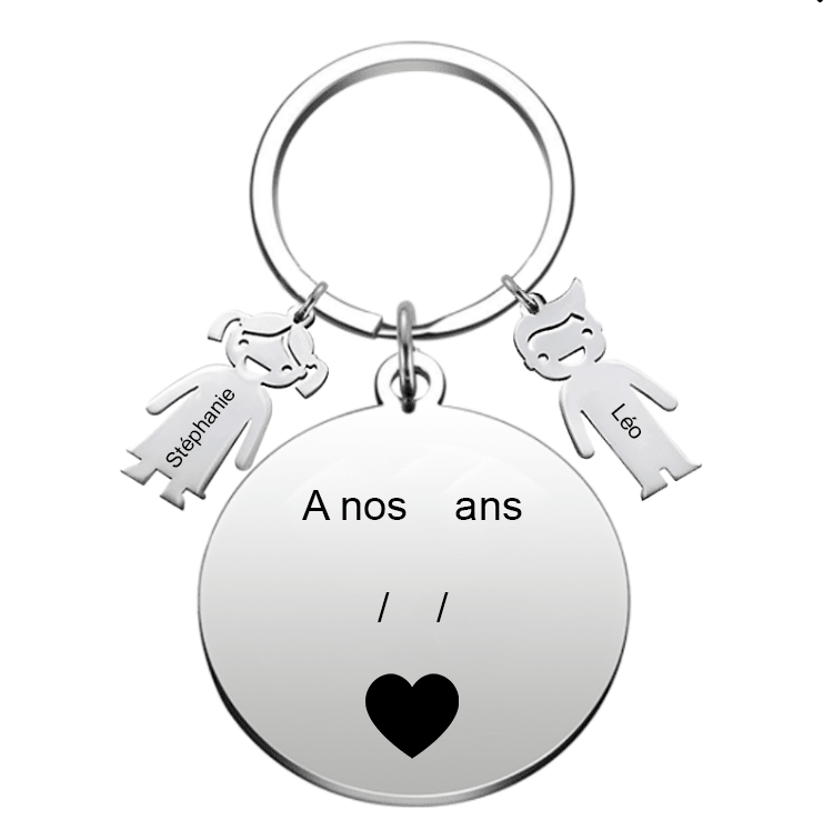 Porte-Clef Anniversaire Couple Personnalisé - Les Bijoux de Marilou