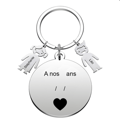 Porte-Clef Anniversaire Couple Personnalisé