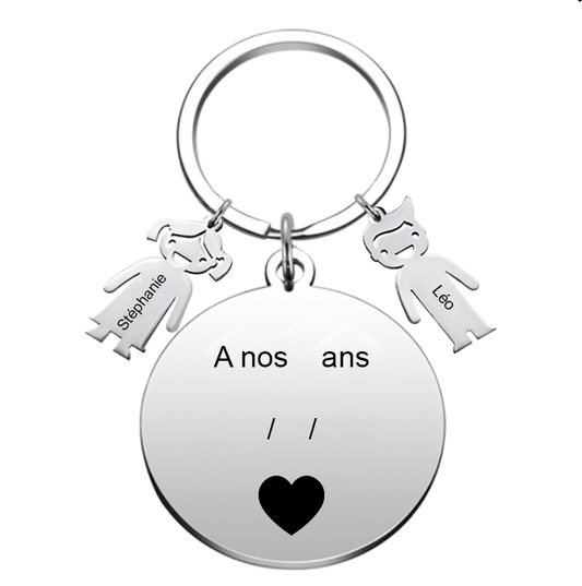 Porte-Clef Anniversaire Couple Personnalisé - Les Bijoux de Marilou