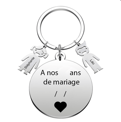 Porte-Clef Personnalisé pour Anniversaire de Mariage