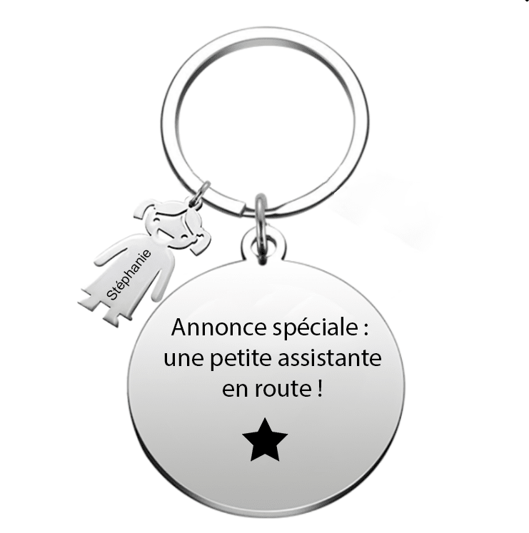 Le Porte - Clef "Annonce spéciale : une petite assistante en route !" - Les Bijoux de Marilou