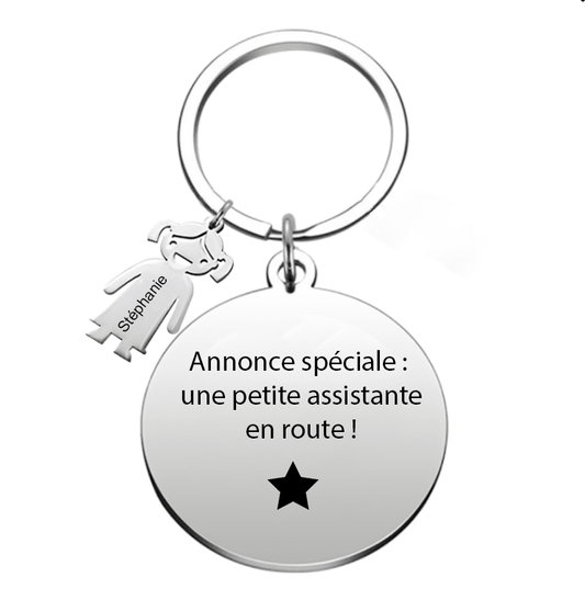 Le Porte - Clef "Annonce spéciale : une petite assistante en route !" - Les Bijoux de Marilou