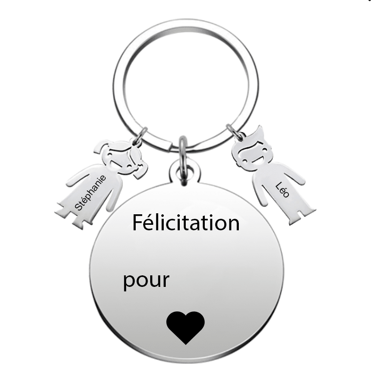 Porte-Clef Acier Inoxydable Félicitations Personnalisé - Les Bijoux de Marilou